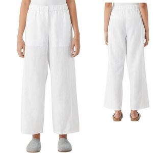Eileen Fisher White Linen Zip Crop Pants Size SP